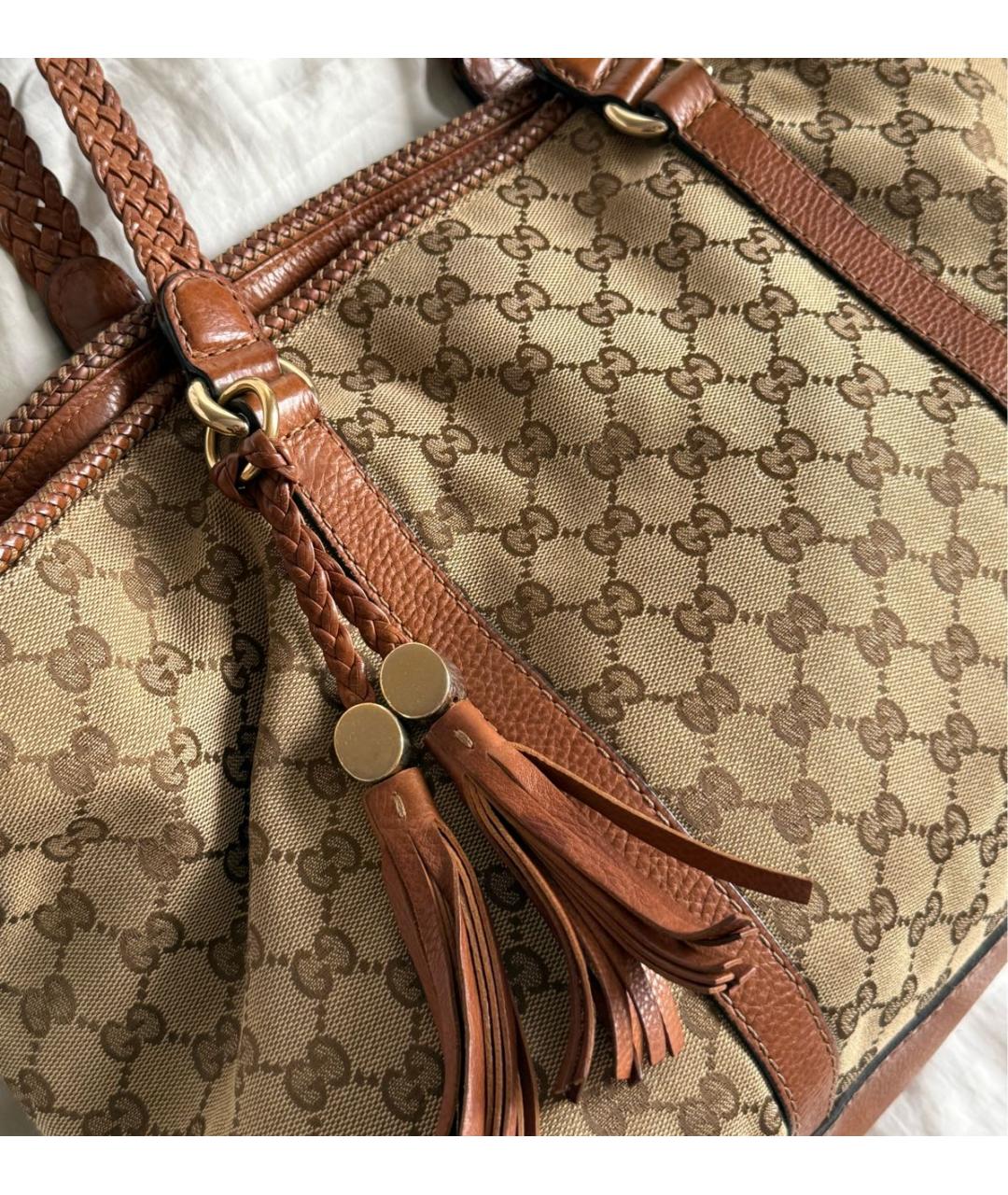 GUCCI Коричневая сумка тоут из канвы, фото 4