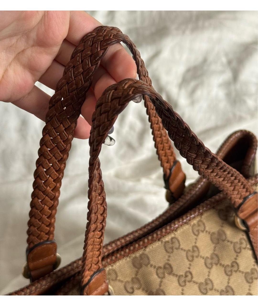 GUCCI Коричневая сумка тоут из канвы, фото 3