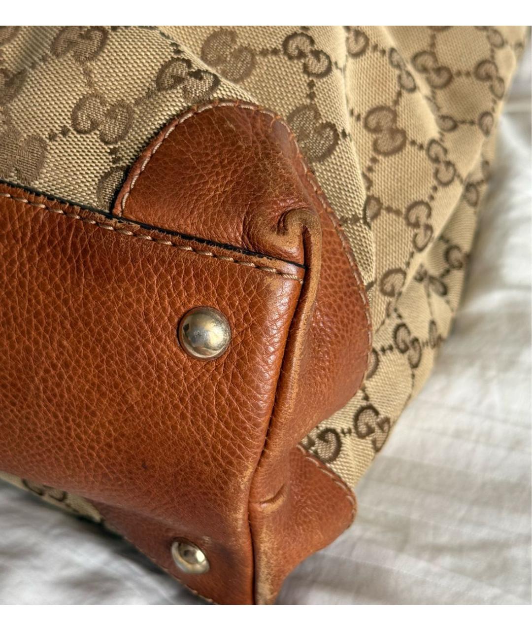 GUCCI Коричневая сумка тоут из канвы, фото 5