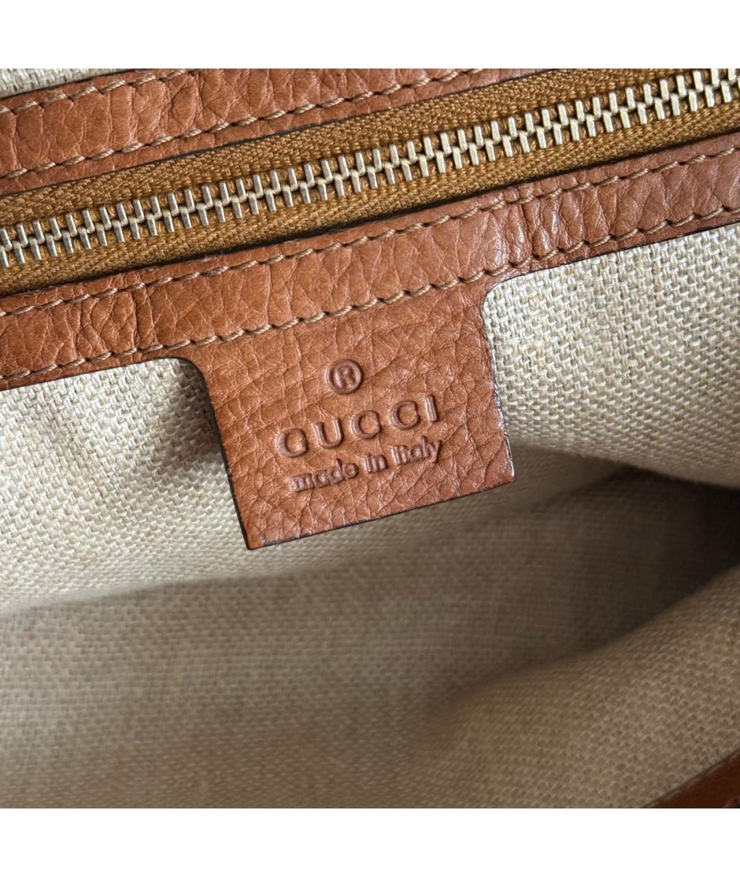 GUCCI Коричневая сумка тоут из канвы, фото 8