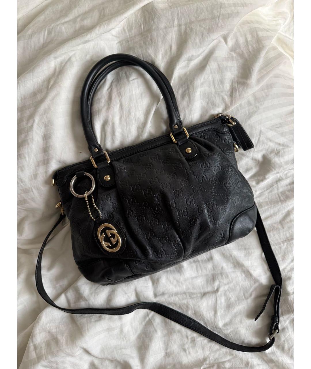 GUCCI Черная кожаная сумка с короткими ручками, фото 9