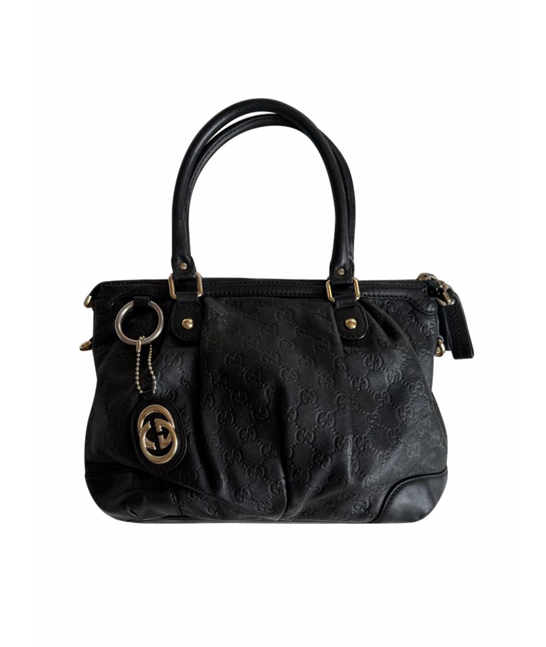 GUCCI Черная кожаная сумка с короткими ручками, фото 1