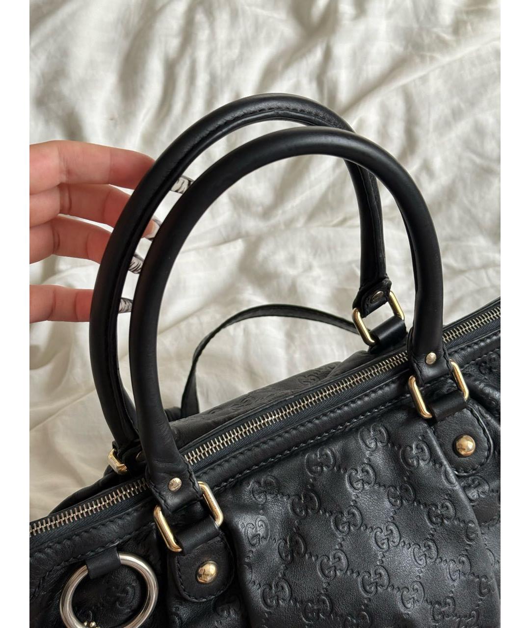 GUCCI Черная кожаная сумка с короткими ручками, фото 3