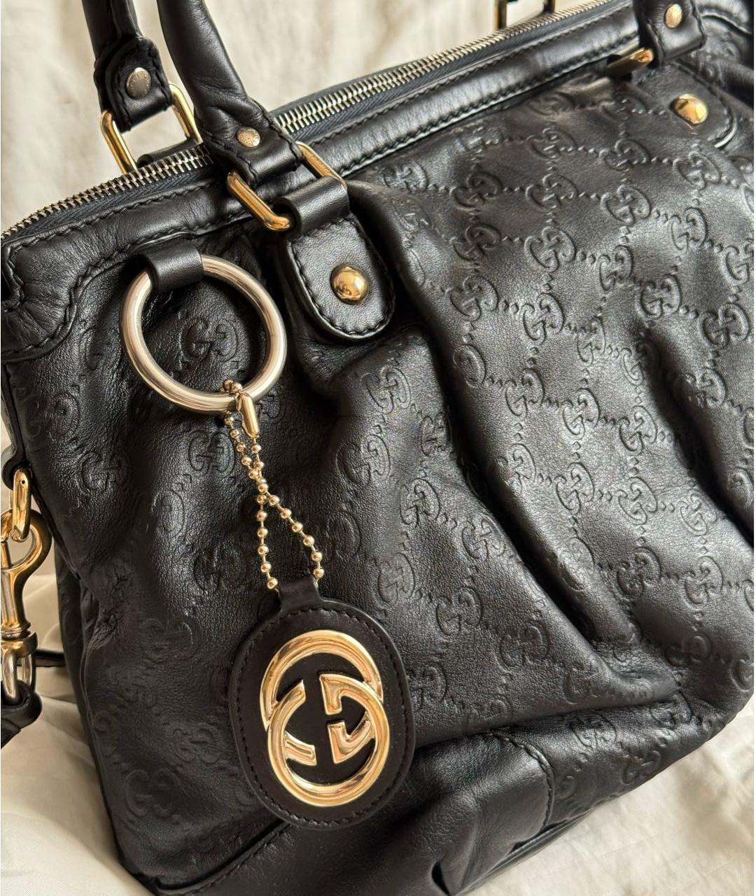 GUCCI Черная кожаная сумка с короткими ручками, фото 5