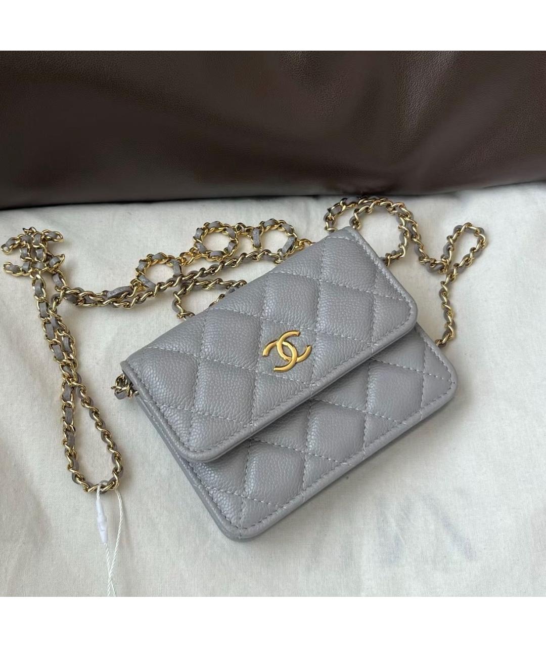 CHANEL Серая кожаная сумка через плечо, фото 8