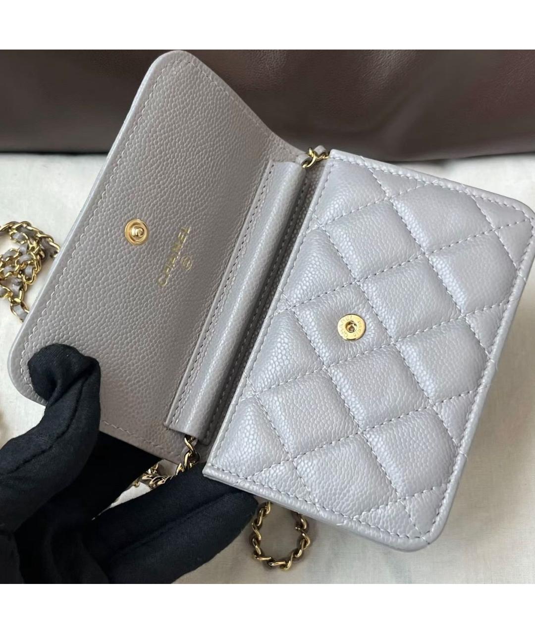 CHANEL Серая кожаная сумка через плечо, фото 6