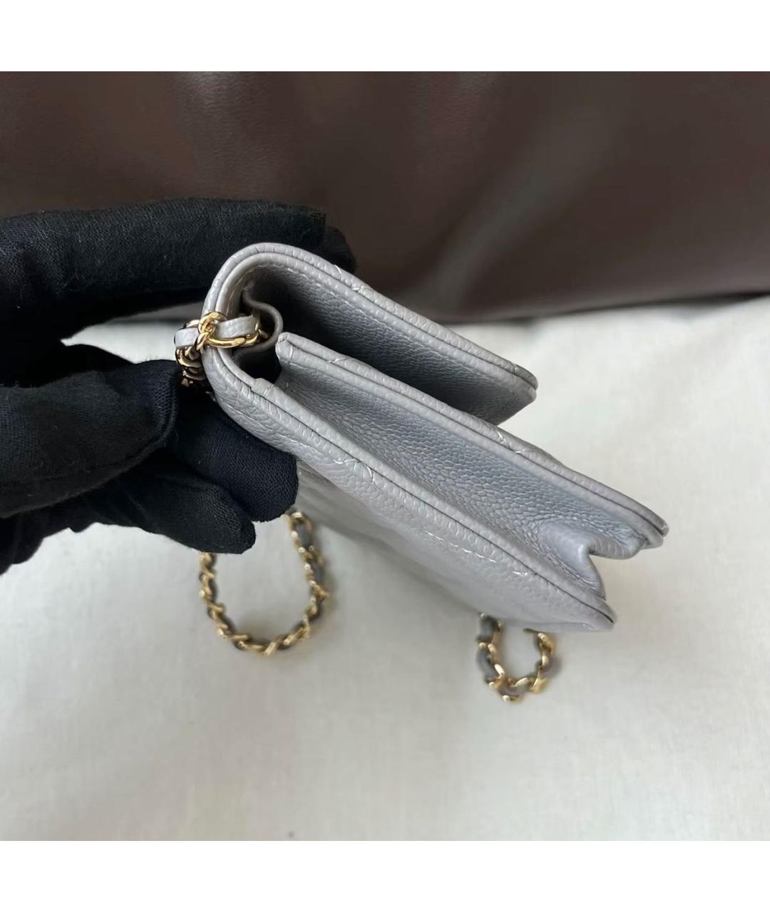 CHANEL Серая кожаная сумка через плечо, фото 4