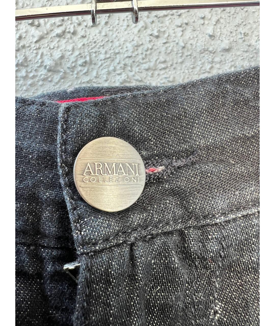 ARMANI COLLEZIONI Темно-синие хлопко-льняные прямые джинсы, фото 4