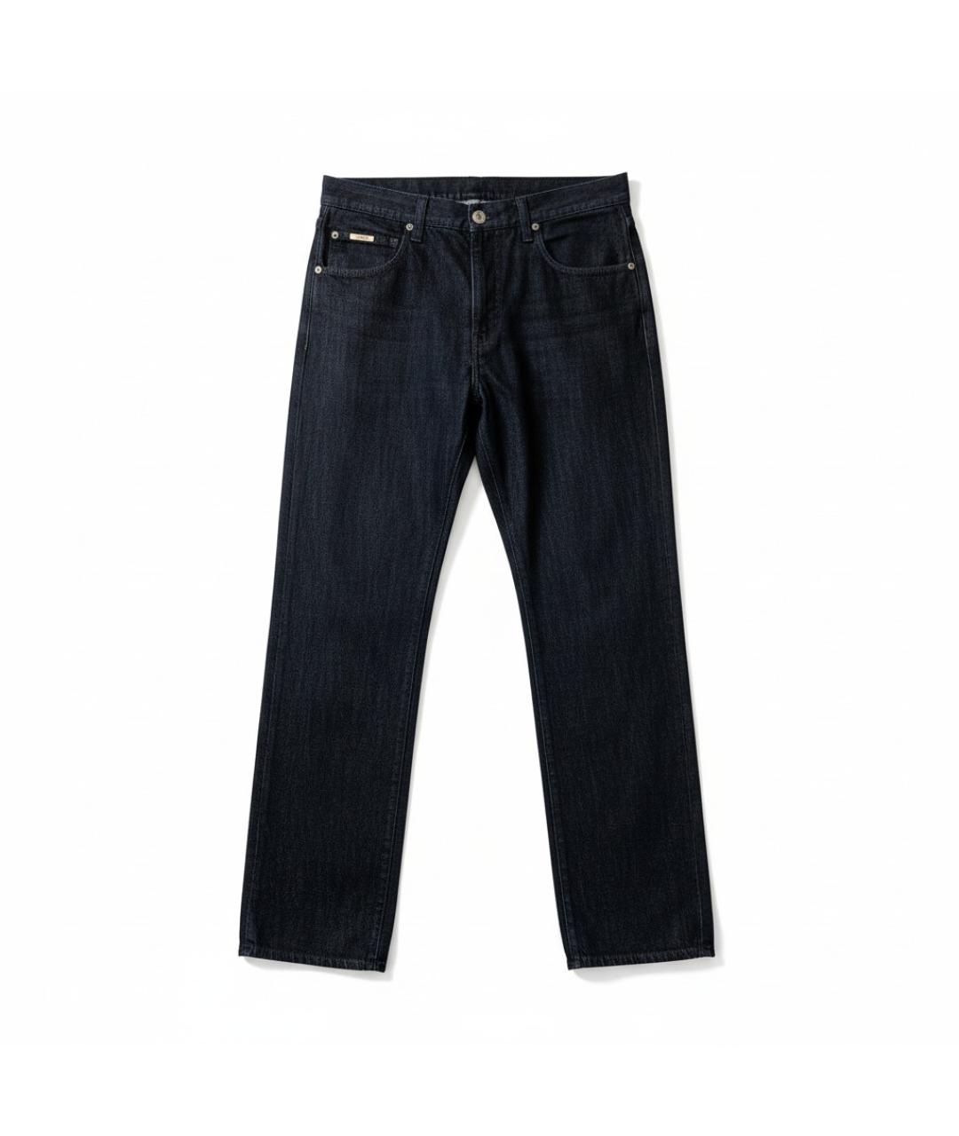 ARMANI COLLEZIONI Темно-синие хлопко-льняные прямые джинсы, фото 6