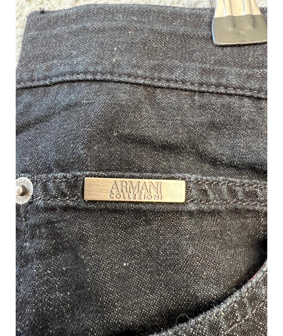 ARMANI COLLEZIONI Темно-синие хлопко-льняные прямые джинсы, фото 3