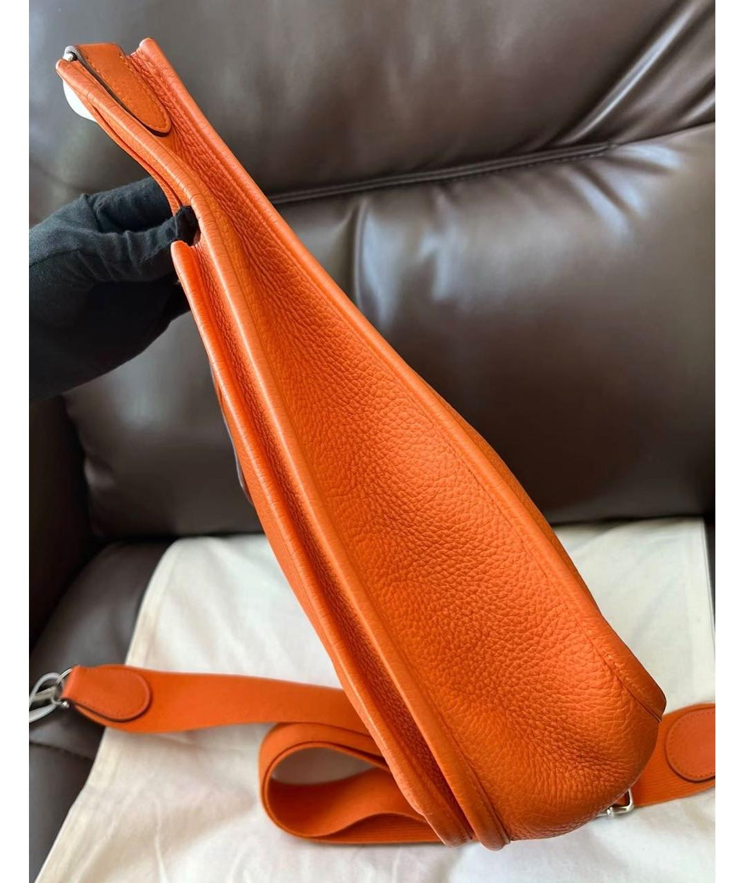 HERMES Оранжевая кожаная сумка тоут, фото 4