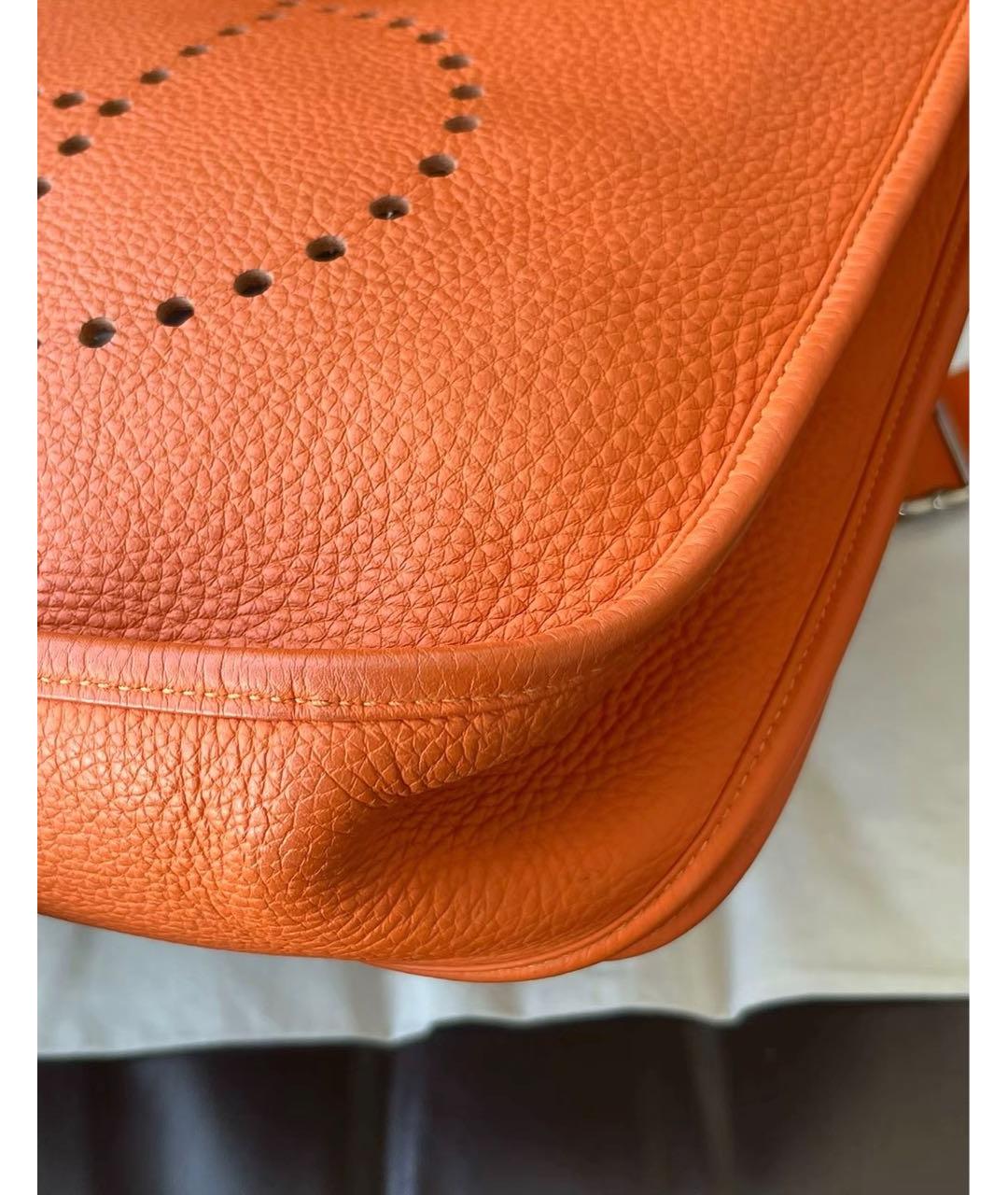 HERMES Оранжевая кожаная сумка тоут, фото 8