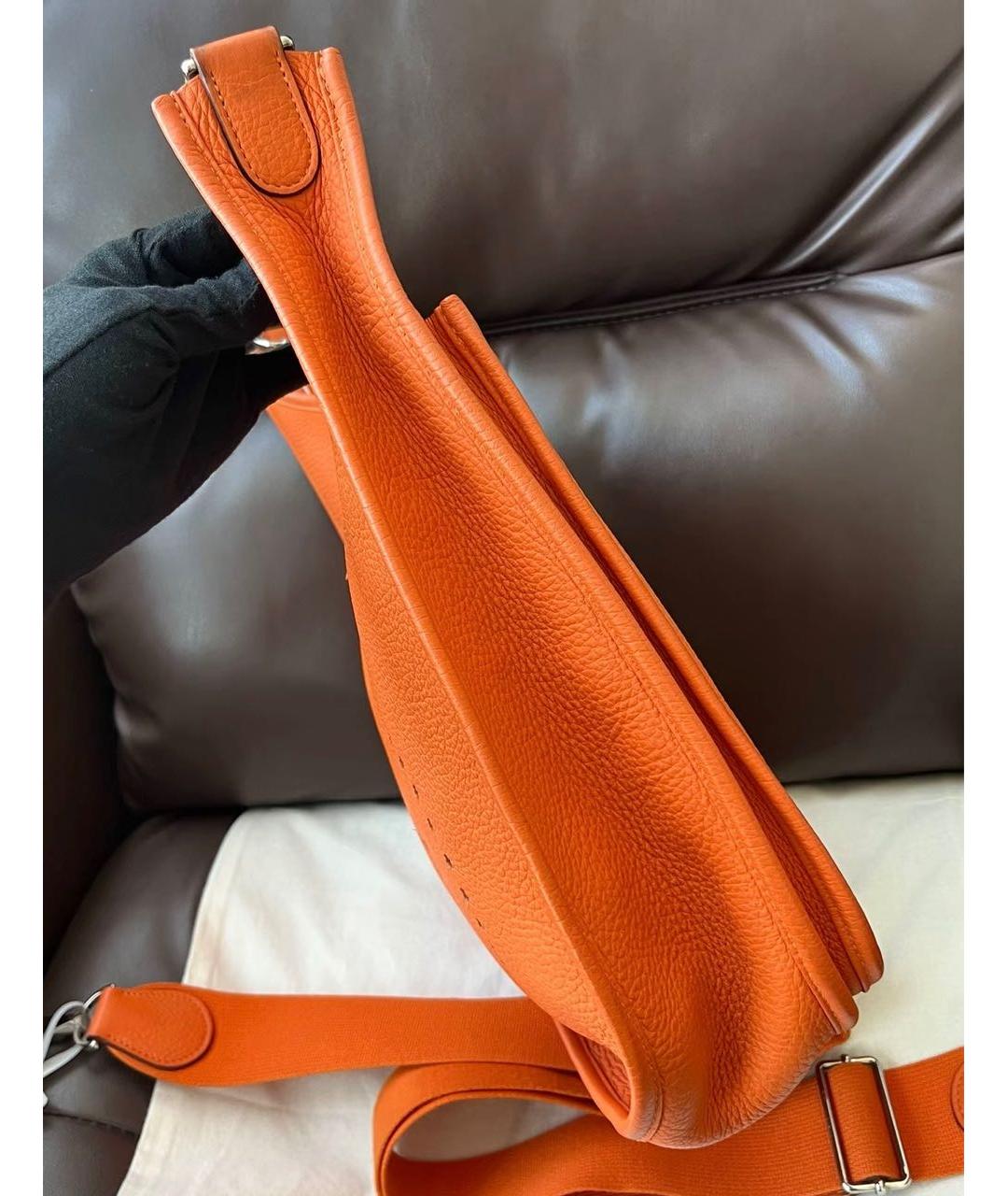 HERMES Оранжевая кожаная сумка тоут, фото 3
