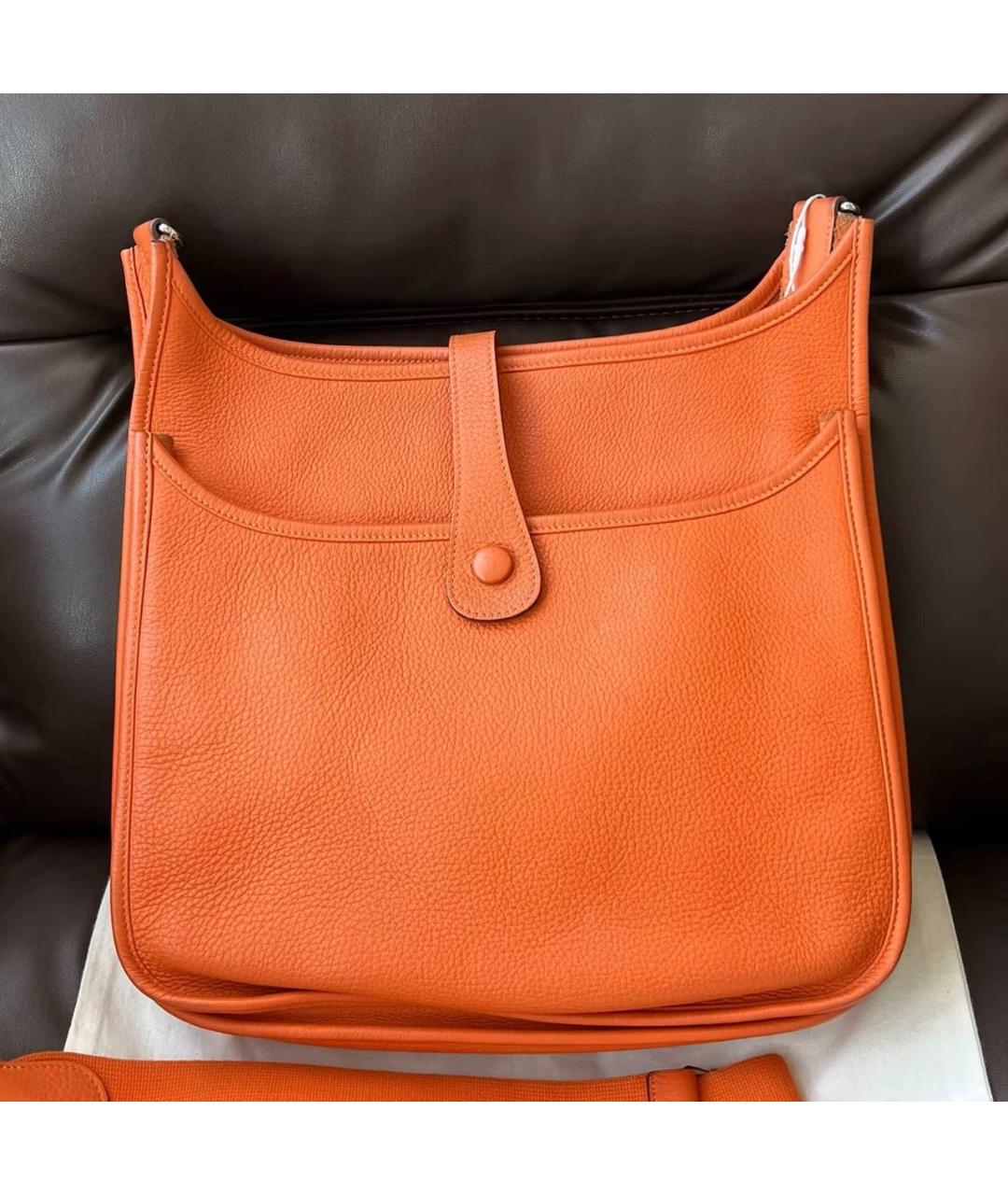 HERMES Оранжевая кожаная сумка тоут, фото 2