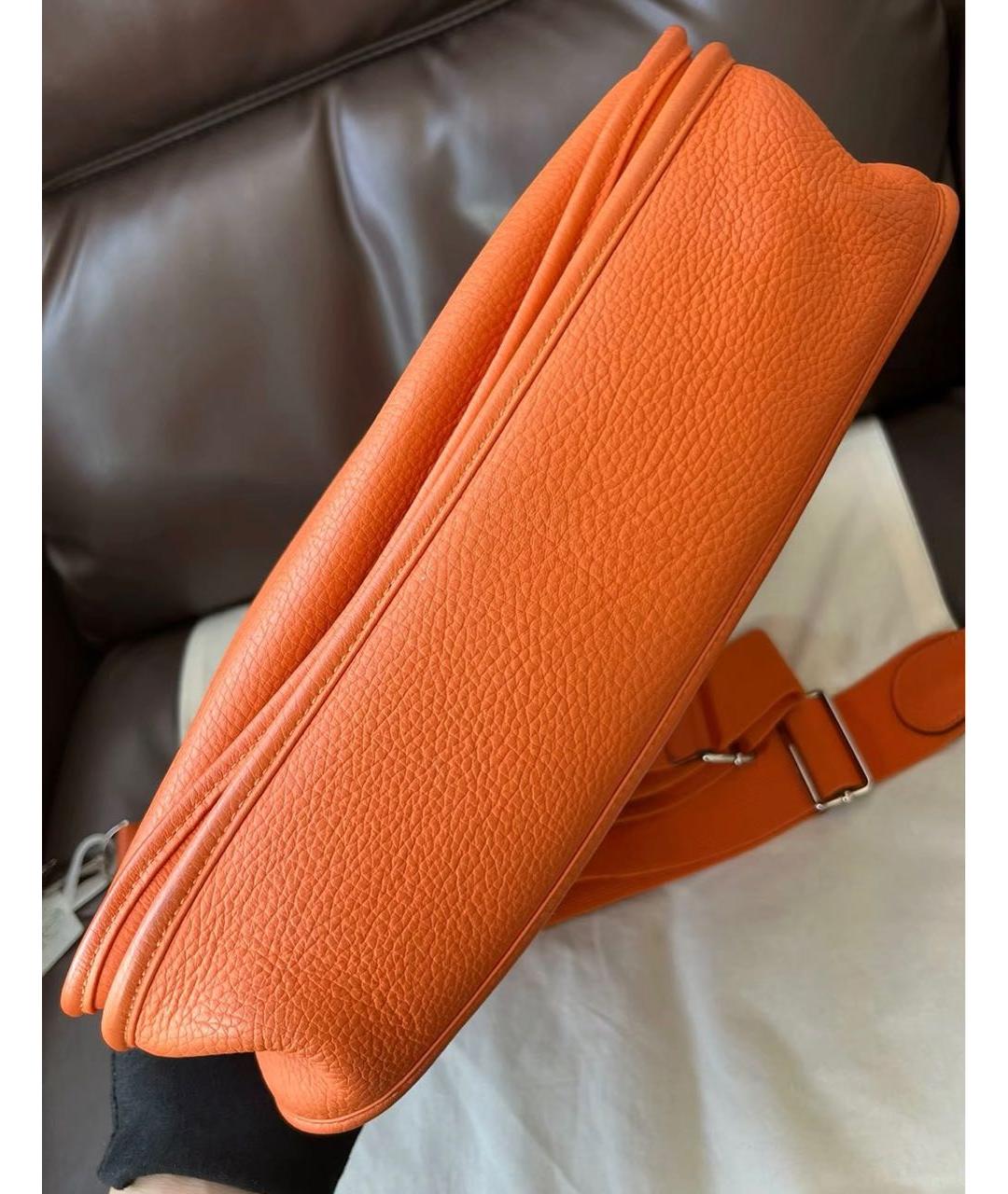 HERMES Оранжевая кожаная сумка тоут, фото 5