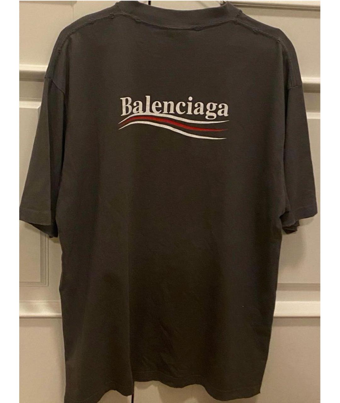 BALENCIAGA Серая хлопковая футболка, фото 2