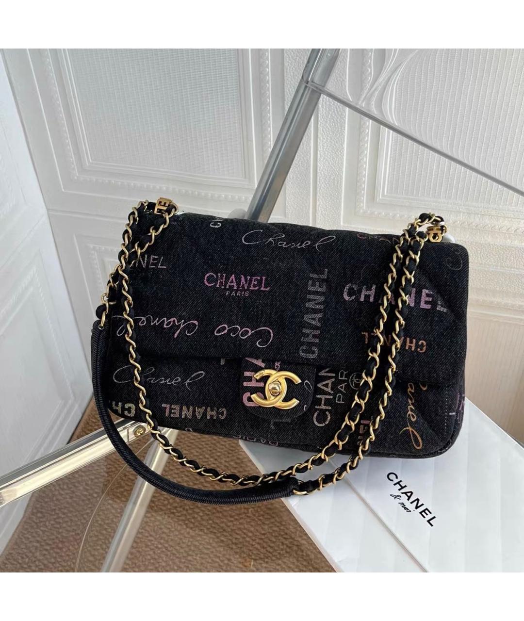 CHANEL Черная тканевая сумка через плечо, фото 9