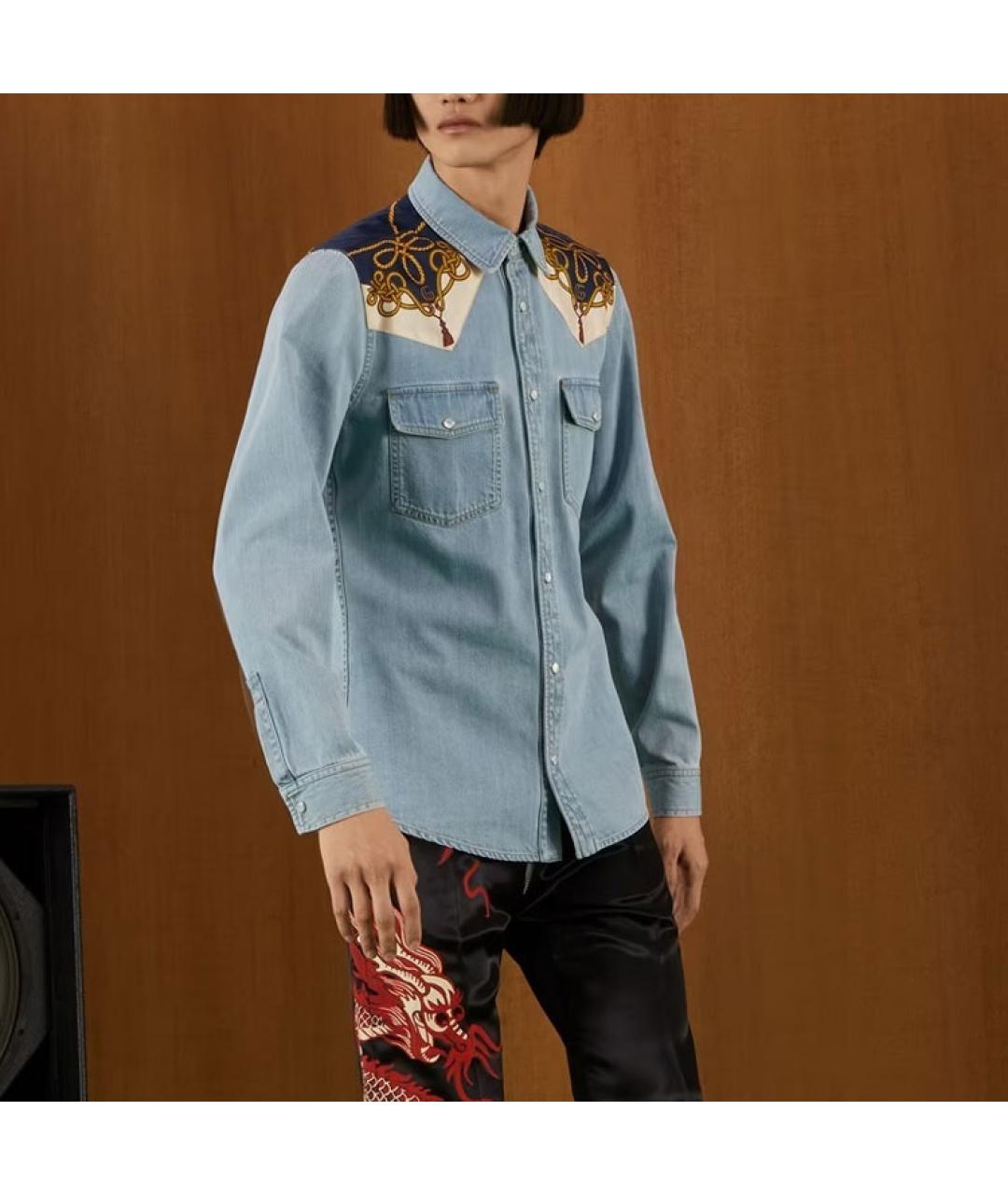 GUCCI Голубая классическая рубашка, фото 3