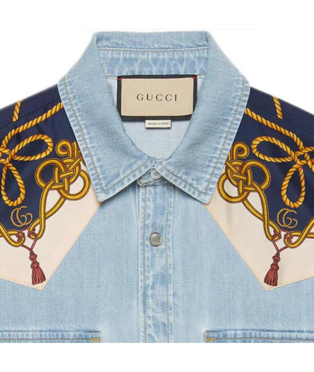 GUCCI Голубая классическая рубашка, фото 5
