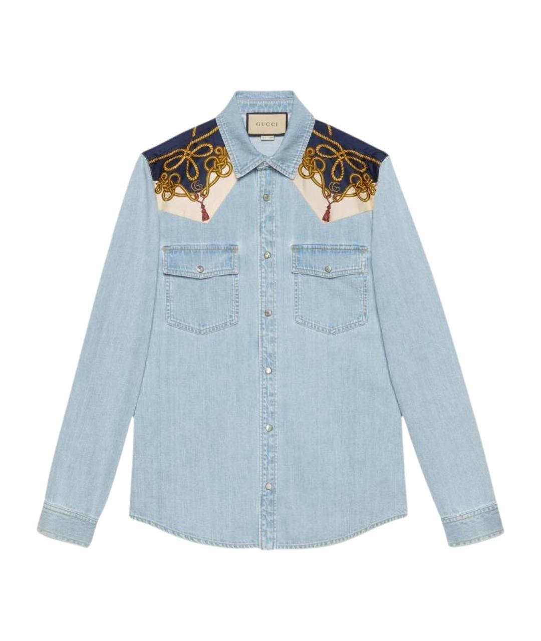 GUCCI Голубая классическая рубашка, фото 1