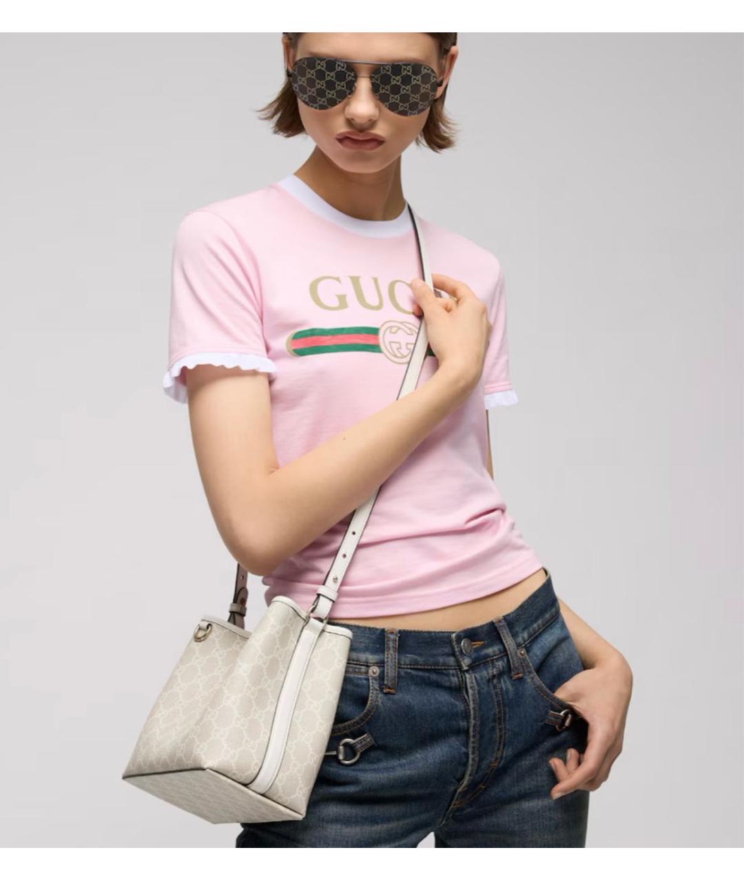 GUCCI Белая сумка через плечо из канвы, фото 5