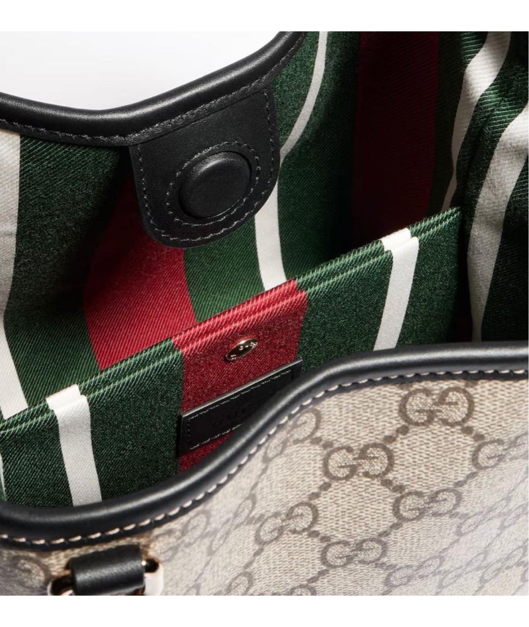 GUCCI Бежевая сумка через плечо из канвы, фото 3