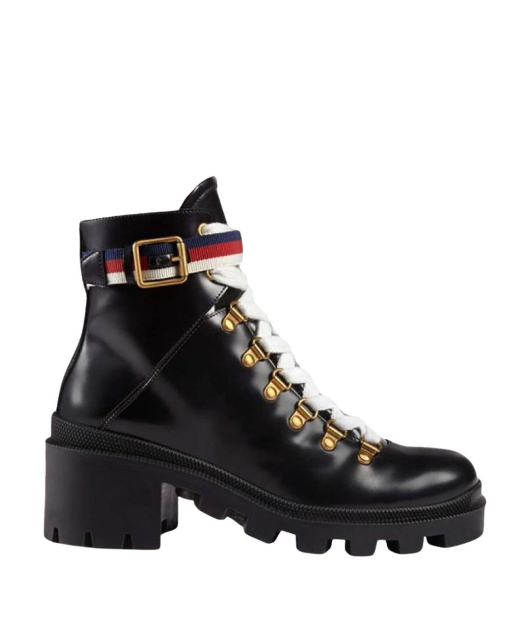 GUCCI Черные кожаные ботинки, фото 1