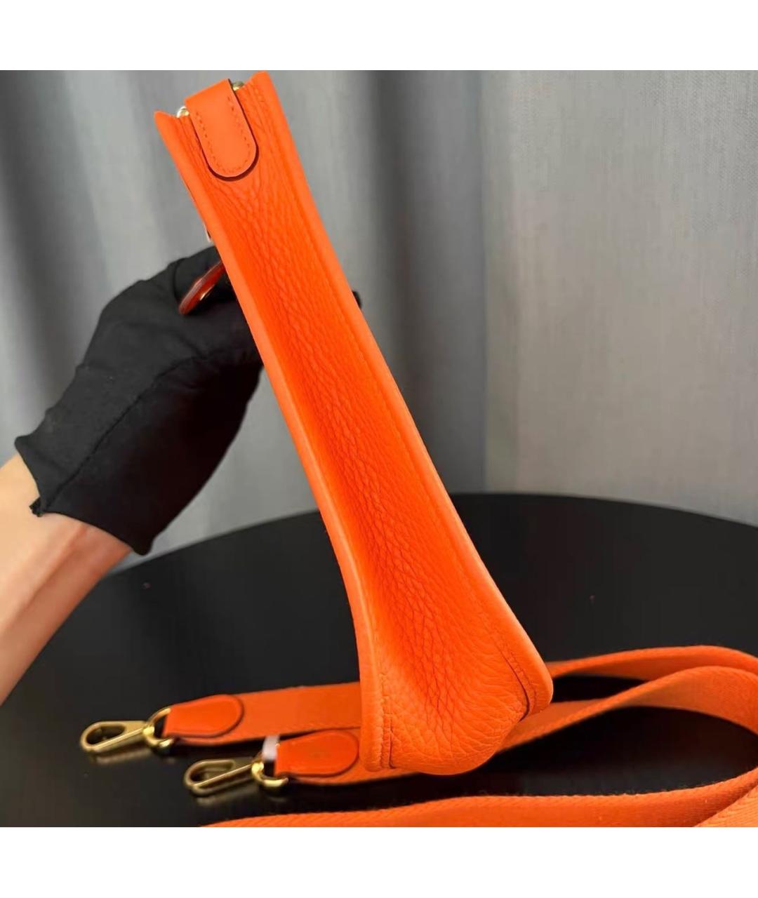 HERMES Оранжевая кожаная сумка через плечо, фото 4