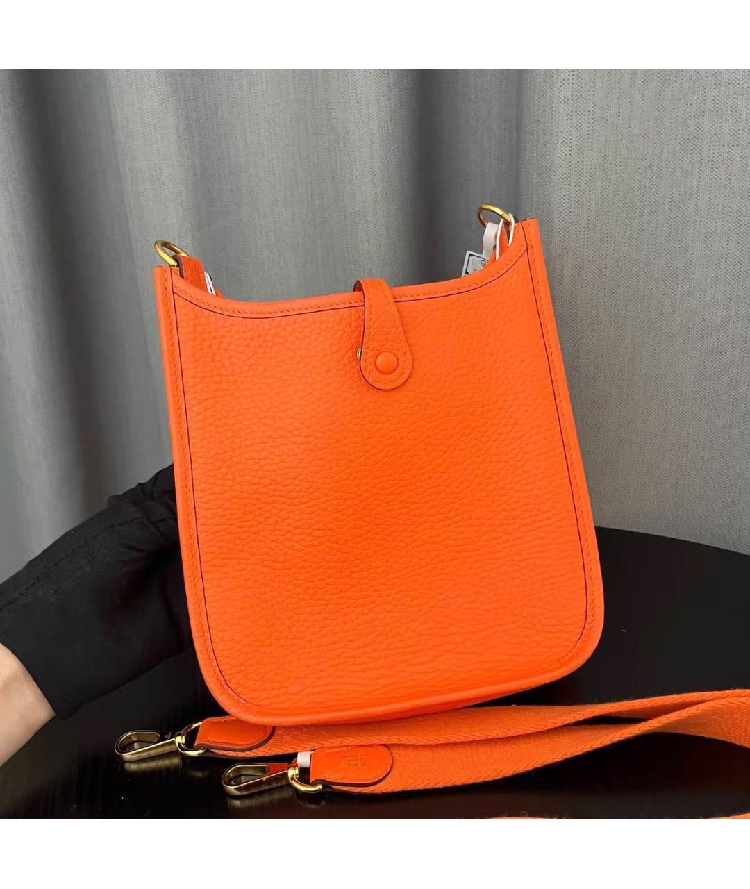 HERMES Оранжевая кожаная сумка через плечо, фото 2