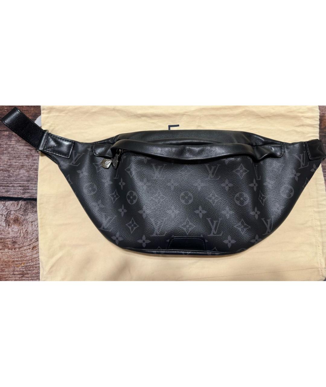 LOUIS VUITTON Антрацитовая кожаная барсетка, фото 6