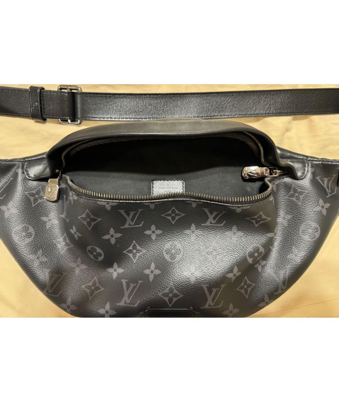 LOUIS VUITTON Антрацитовая кожаная барсетка, фото 4