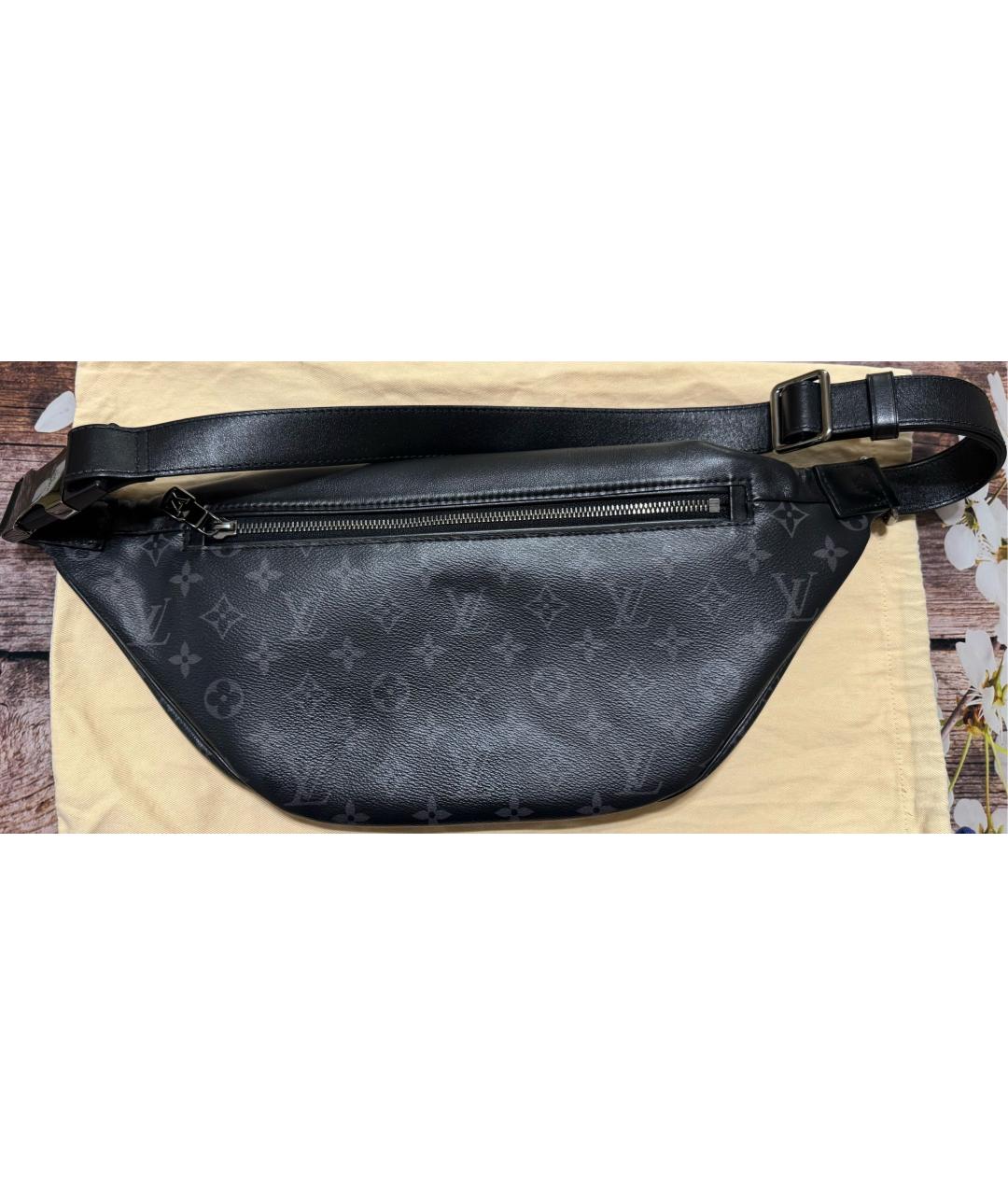 LOUIS VUITTON Антрацитовая кожаная барсетка, фото 3