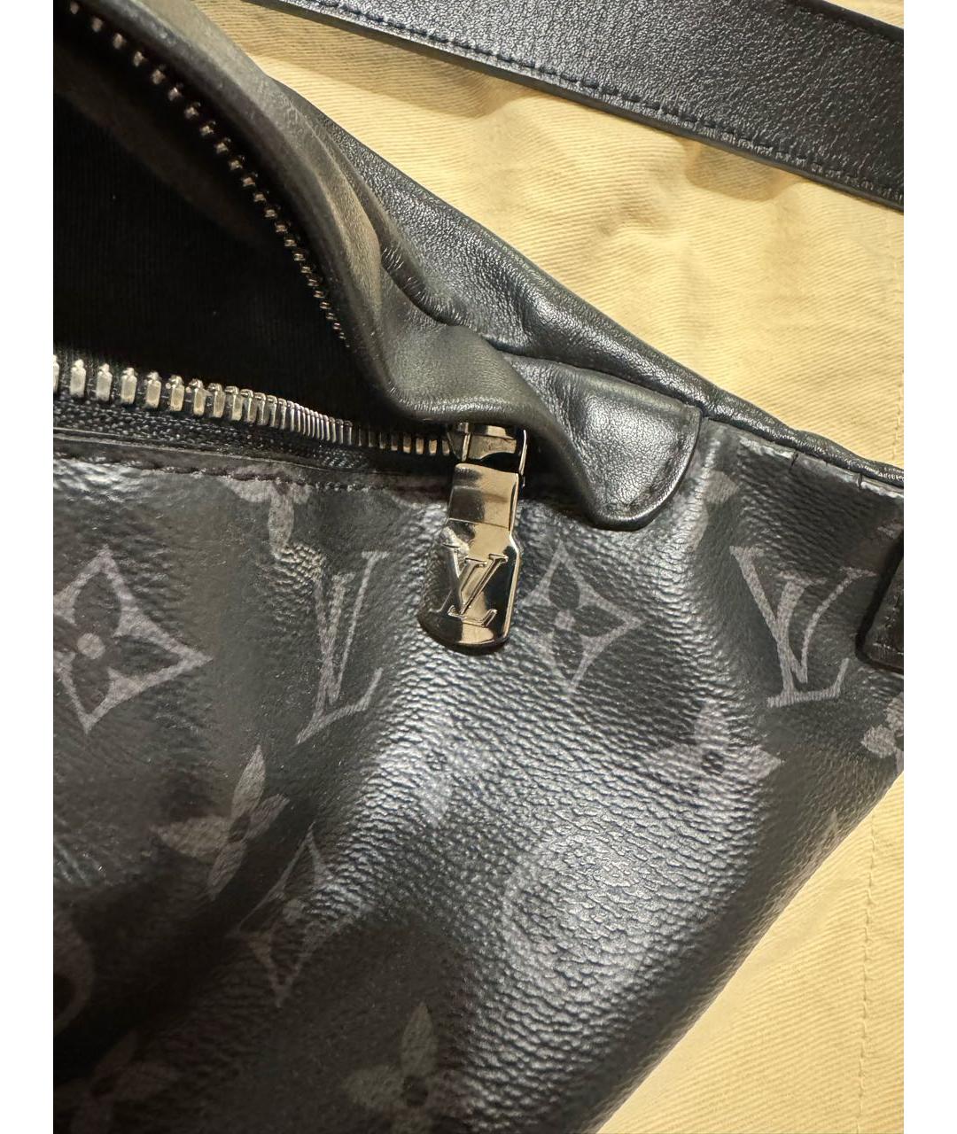 LOUIS VUITTON Антрацитовая кожаная барсетка, фото 5