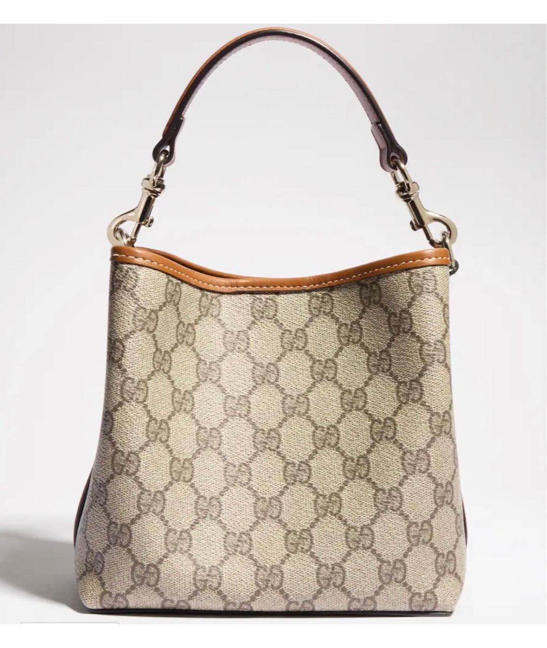 GUCCI Бежевая сумка через плечо из канвы, фото 3