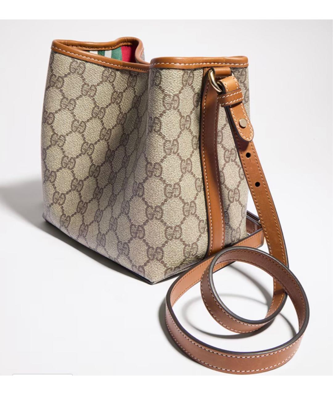 GUCCI Бежевая сумка через плечо из канвы, фото 4