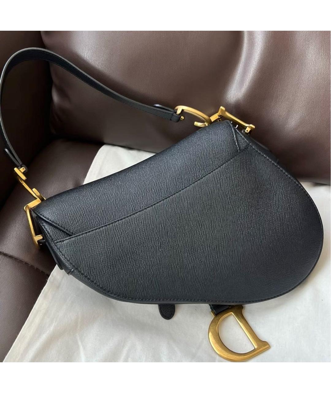 CHRISTIAN DIOR Черная кожаная сумка с короткими ручками, фото 2