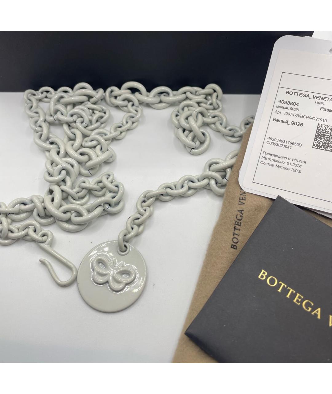 BOTTEGA VENETA Белый ремень, фото 4