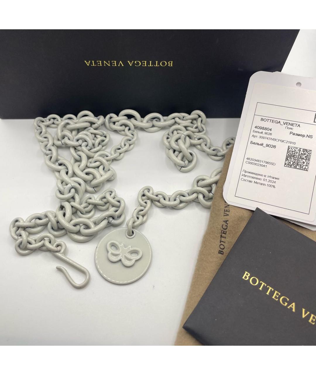 BOTTEGA VENETA Белый ремень, фото 2