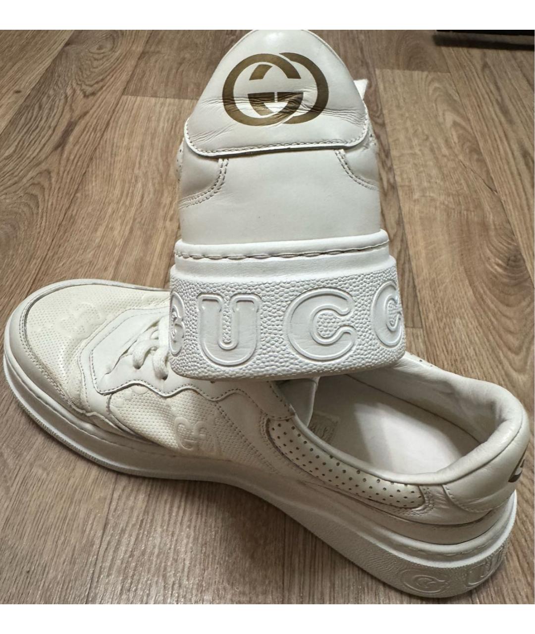 GUCCI Белые кожаные высокие кроссовки / кеды, фото 5