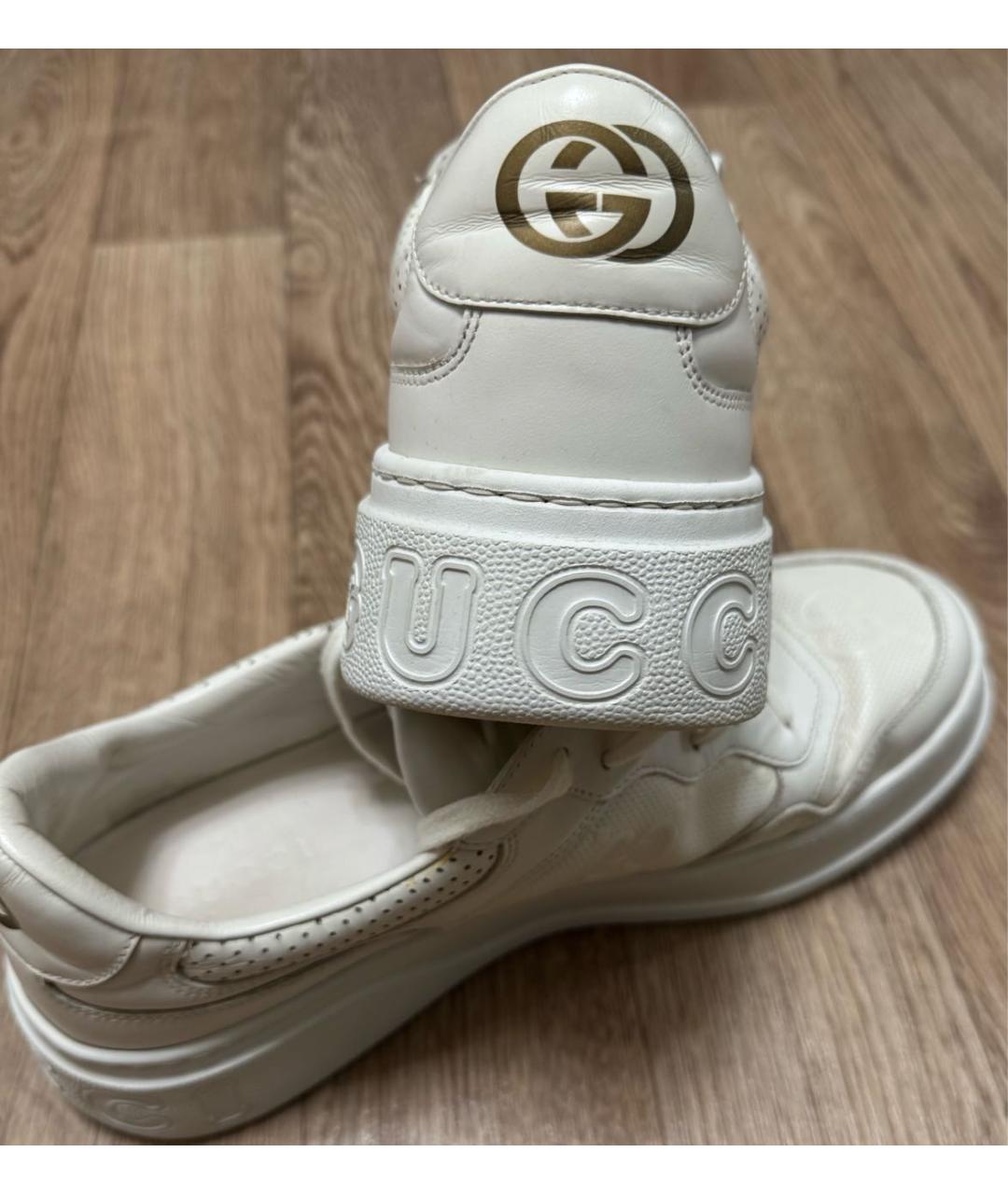 GUCCI Белые кожаные высокие кроссовки / кеды, фото 7