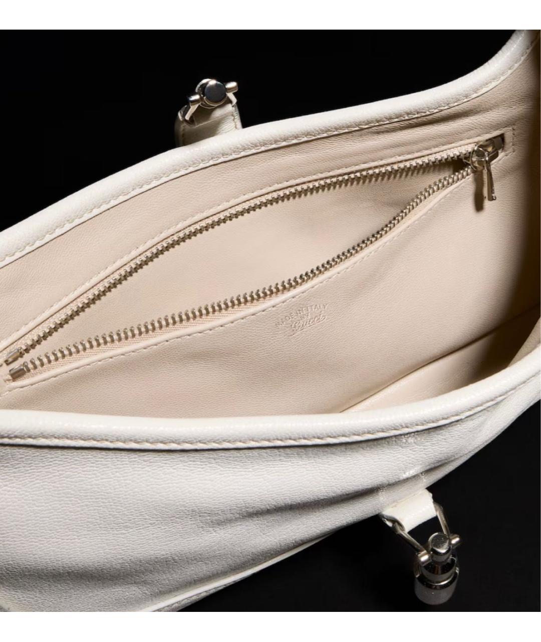 GUCCI Белая кожаная сумка с короткими ручками, фото 4