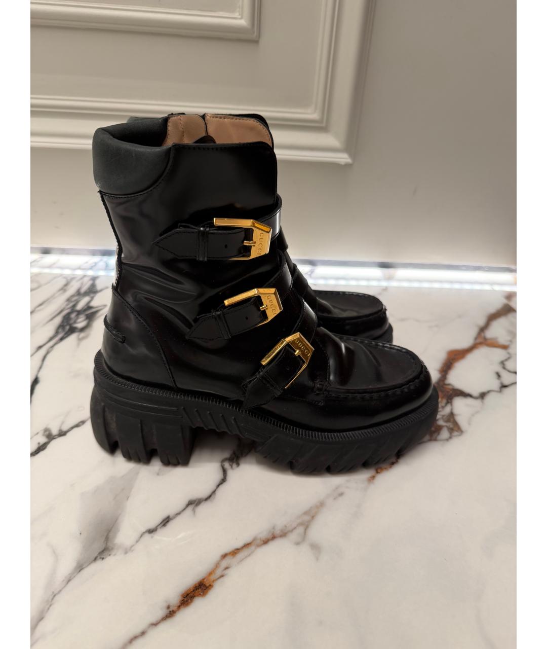GUCCI Черные ботинки из лакированной кожи, фото 9