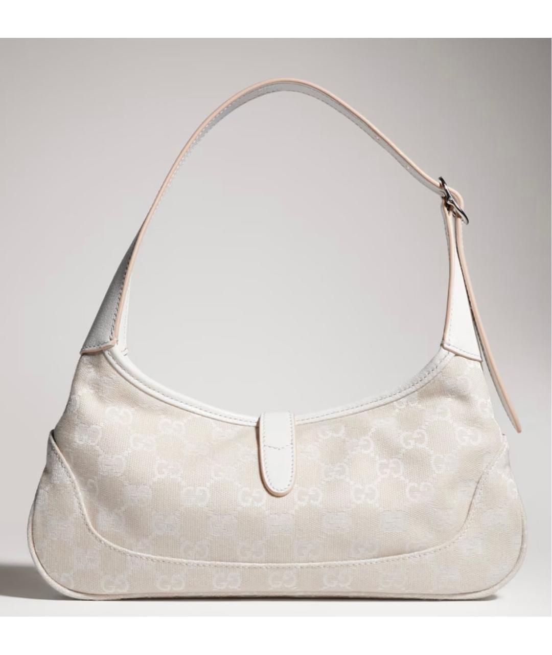 GUCCI Белая сумка с короткими ручками из канвы, фото 3