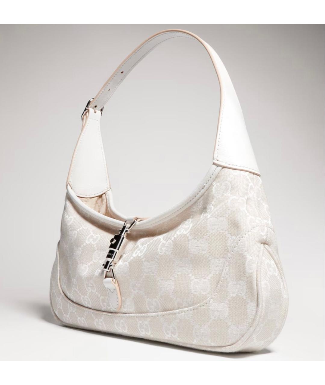 GUCCI Белая сумка с короткими ручками из канвы, фото 2