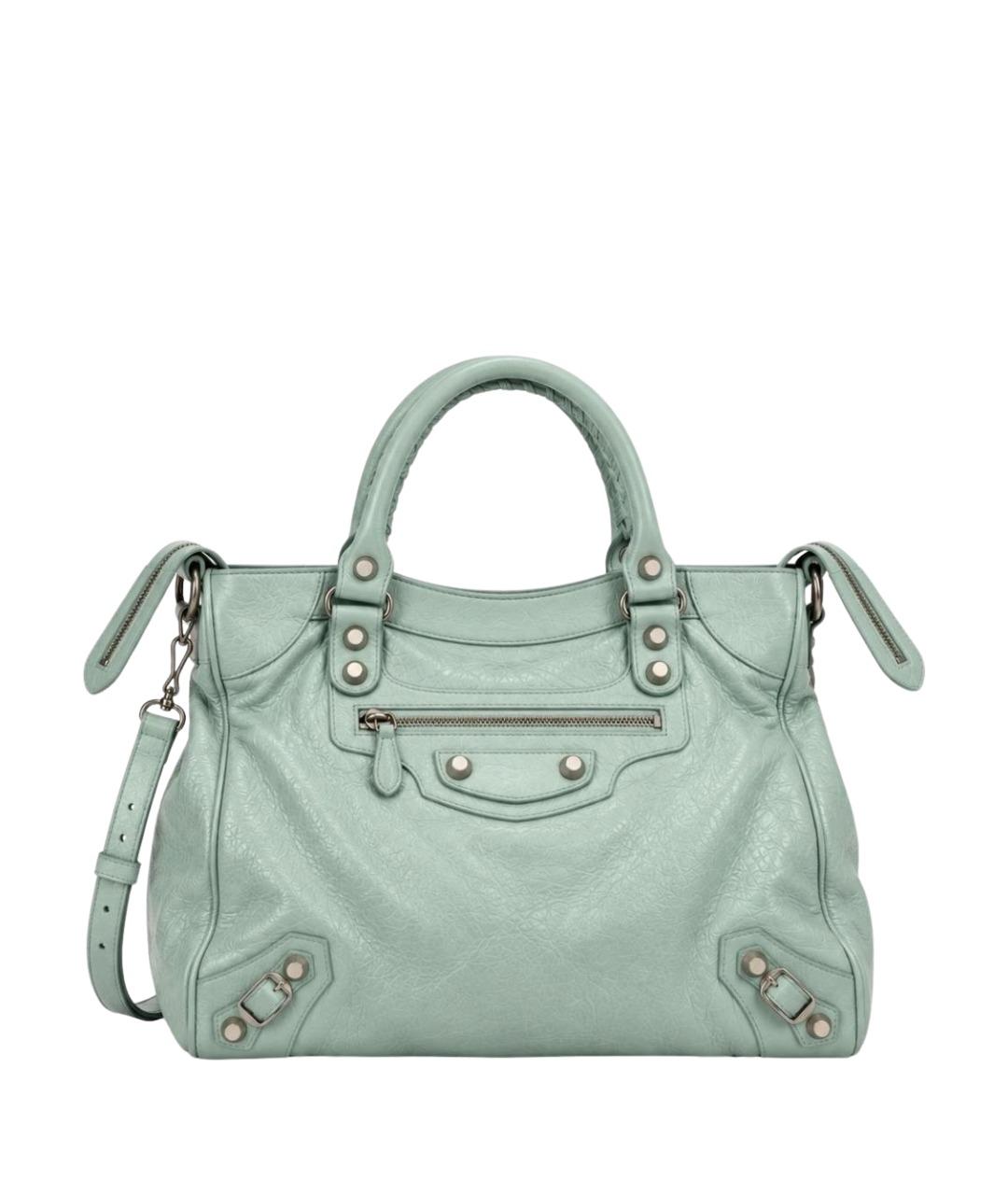 BALENCIAGA Зеленая кожаная сумка с короткими ручками, фото 1