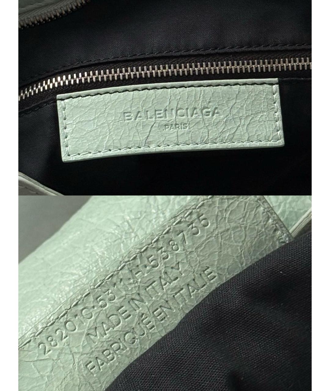 BALENCIAGA Зеленая кожаная сумка с короткими ручками, фото 5
