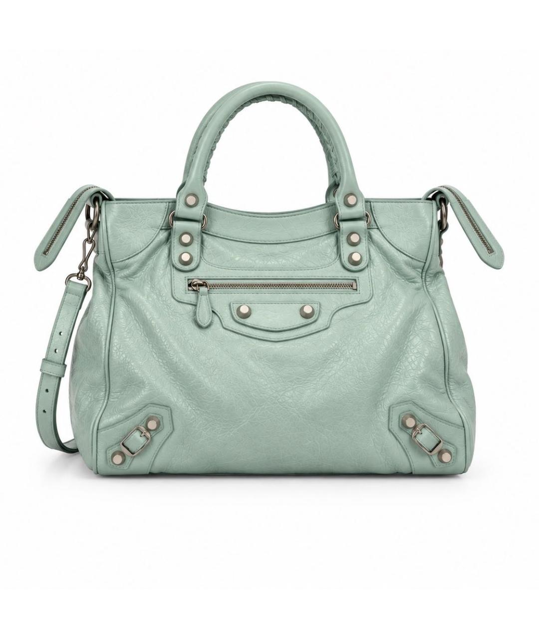 BALENCIAGA Зеленая кожаная сумка с короткими ручками, фото 6