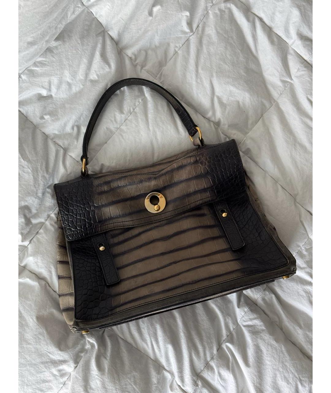 SAINT LAURENT Коричневая кожаная сумка тоут, фото 2