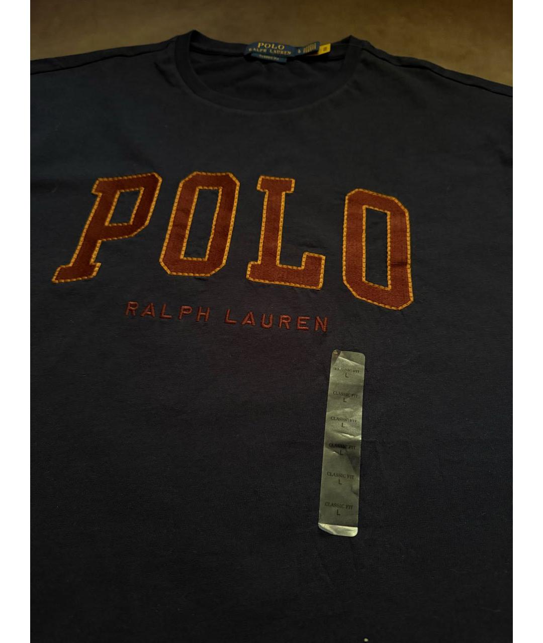 POLO RALPH LAUREN Темно-синяя хлопковая футболка, фото 4