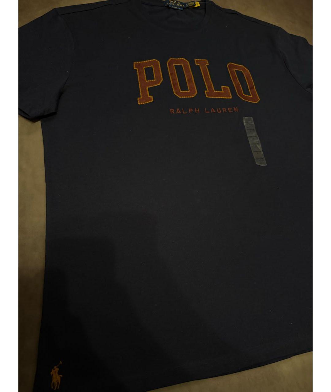 POLO RALPH LAUREN Темно-синяя хлопковая футболка, фото 5